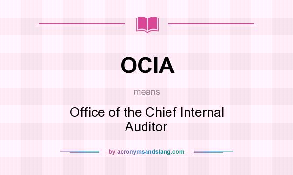 What does OCIA mean? It stands for Office of the Chief Internal Auditor