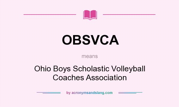 What does OBSVCA mean? It stands for Ohio Boys Scholastic Volleyball Coaches Association