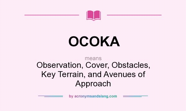 What does OCOKA mean? It stands for Observation, Cover, Obstacles, Key Terrain, and Avenues of Approach