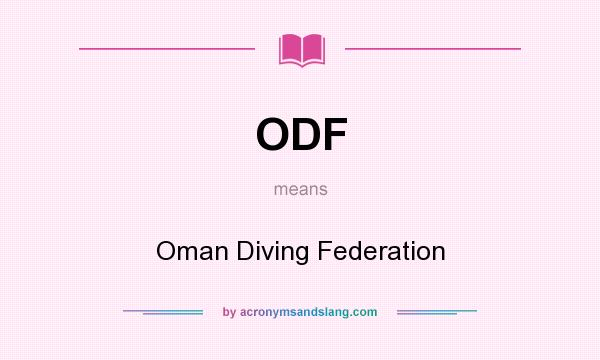 What does ODF mean? It stands for Oman Diving Federation