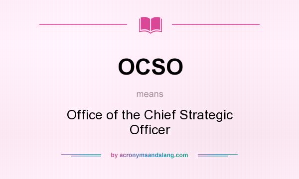 What does OCSO mean? It stands for Office of the Chief Strategic Officer