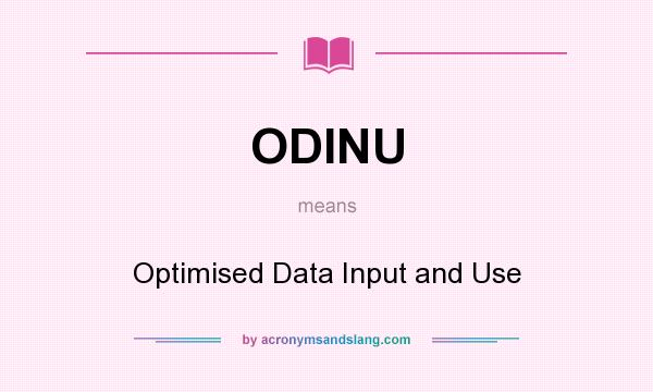 What does ODINU mean? It stands for Optimised Data Input and Use