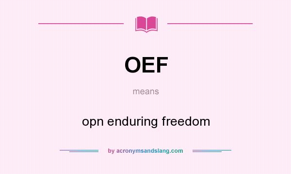 What does OEF mean? It stands for opn enduring freedom