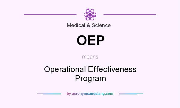What does OEP mean? It stands for Operational Effectiveness Program