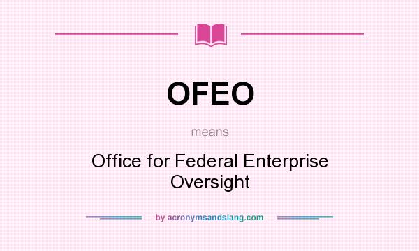 What does OFEO mean? It stands for Office for Federal Enterprise Oversight