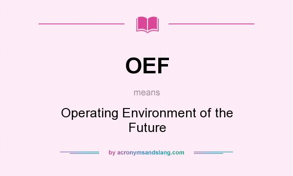 What does OEF mean? It stands for Operating Environment of the Future