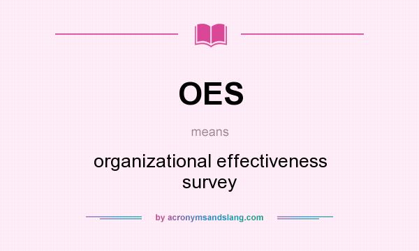 What does OES mean? It stands for organizational effectiveness survey