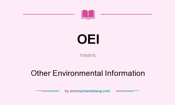 What does OEI mean? It stands for Other Environmental Information
