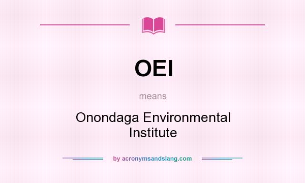 What does OEI mean? It stands for Onondaga Environmental Institute