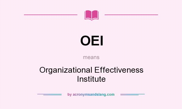 What does OEI mean? It stands for Organizational Effectiveness Institute