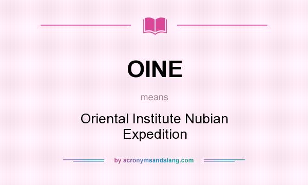 What does OINE mean? It stands for Oriental Institute Nubian Expedition