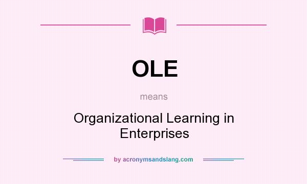 What does OLE mean? It stands for Organizational Learning in Enterprises