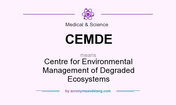 What does CEMDE mean? It stands for Centre for Environmental Management of Degraded Ecosystems