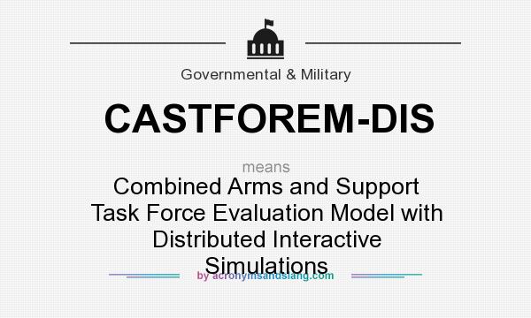 What does CASTFOREM-DIS mean? It stands for Combined Arms and Support Task Force Evaluation Model with Distributed Interactive Simulations