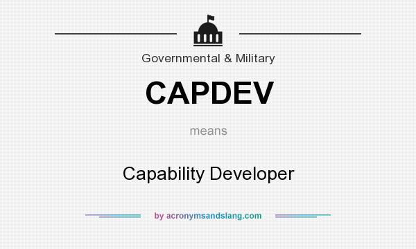 What does CAPDEV mean? It stands for Capability Developer