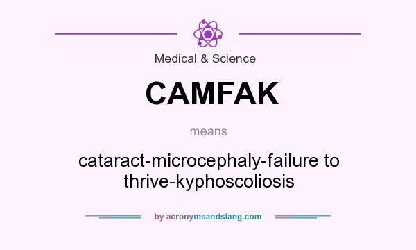 What does CAMFAK mean? It stands for cataract-microcephaly-failure to thrive-kyphoscoliosis