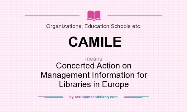 What does CAMILE mean? It stands for Concerted Action on Management Information for Libraries in Europe