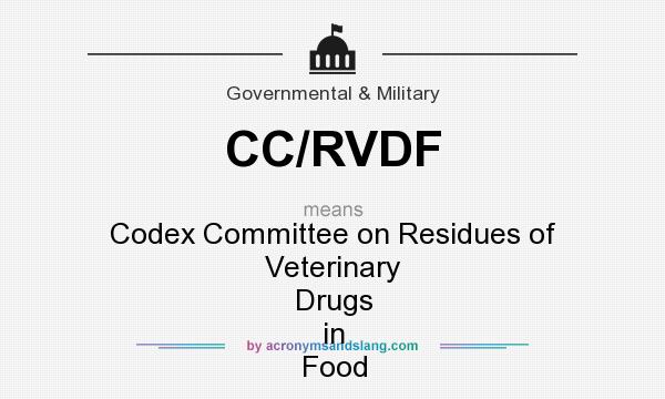 What does CC/RVDF mean? It stands for Codex Committee on Residues of Veterinary Drugs in Food