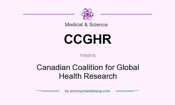 What does CCGHR mean? It stands for Canadian Coalition for Global Health Research
