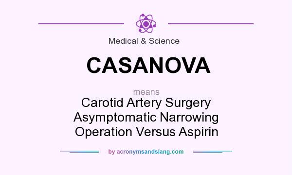 What does CASANOVA mean? It stands for Carotid Artery Surgery Asymptomatic Narrowing Operation Versus Aspirin