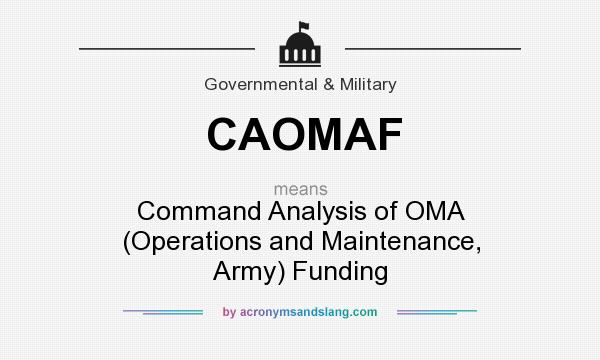 What does CAOMAF mean? It stands for Command Analysis of OMA (Operations and Maintenance, Army) Funding