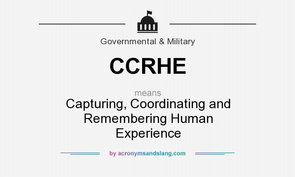 What does CCRHE mean? It stands for Capturing, Coordinating and Remembering Human Experience