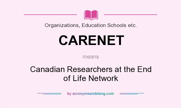 What does CARENET mean? It stands for Canadian Researchers at the End of Life Network