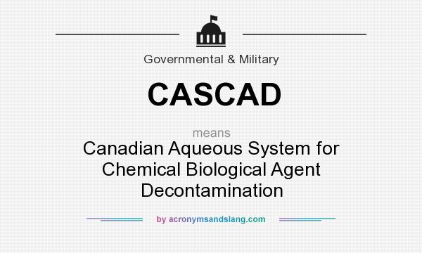 What does CASCAD mean? It stands for Canadian Aqueous System for Chemical Biological Agent Decontamination