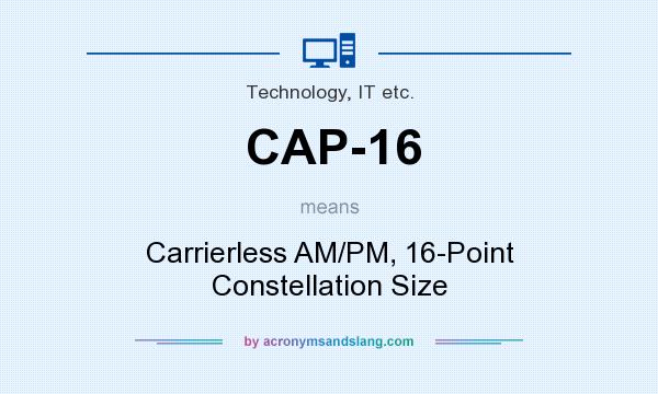 What does CAP-16 mean? It stands for Carrierless AM/PM, 16-Point Constellation Size