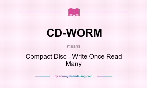 What does CD-WORM mean? It stands for Compact Disc - Write Once Read Many