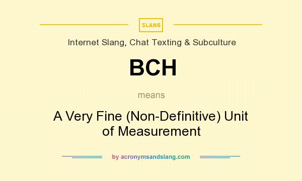 What does BCH mean? It stands for A Very Fine (Non-Definitive) Unit of Measurement