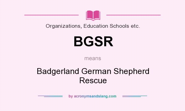 What does BGSR mean? It stands for Badgerland German Shepherd Rescue