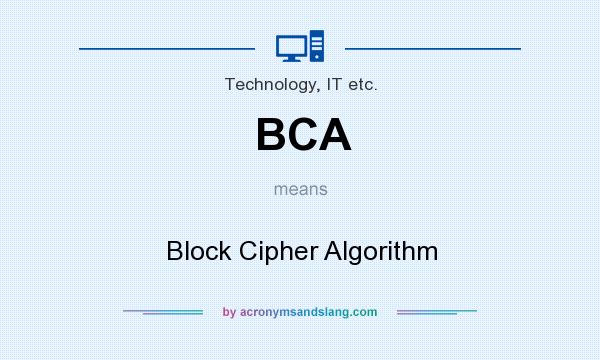 What does BCA mean? It stands for Block Cipher Algorithm