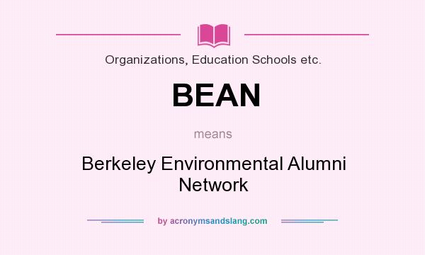 What does BEAN mean? It stands for Berkeley Environmental Alumni Network