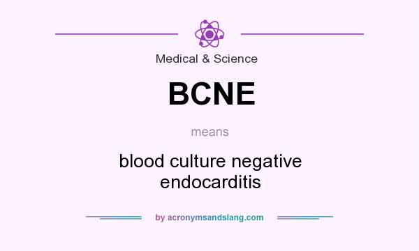 What does BCNE mean? It stands for blood culture negative endocarditis