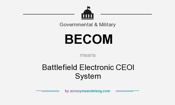 What does BECOM mean? It stands for Battlefield Electronic CEOI System