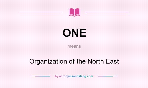 What does ONE mean? It stands for Organization of the North East