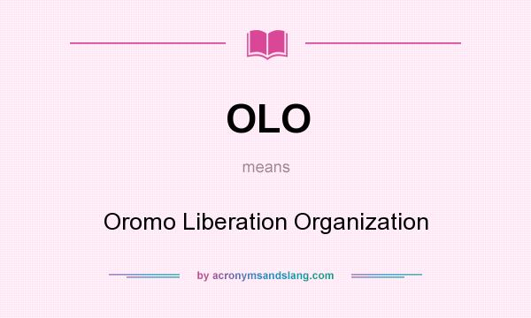 What does OLO mean? It stands for Oromo Liberation Organization