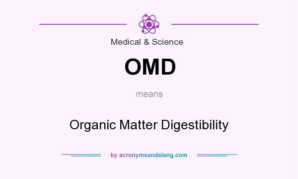 What does OMD mean? It stands for Organic Matter Digestibility