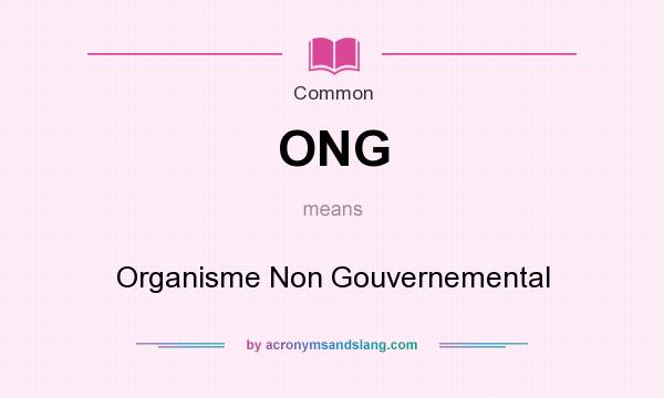 What does ONG mean? It stands for Organisme Non Gouvernemental