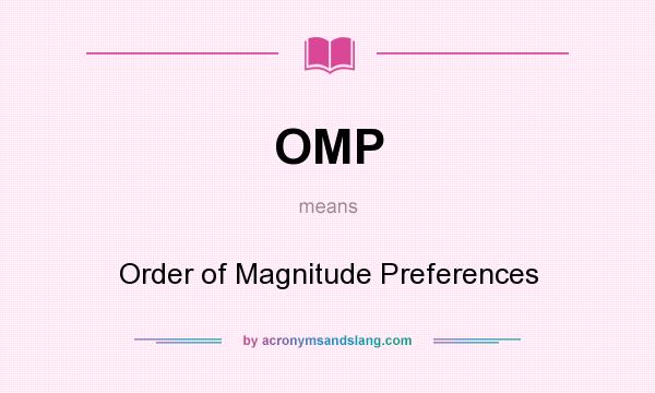 What does OMP mean? It stands for Order of Magnitude Preferences