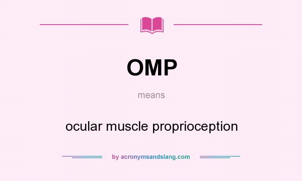 What does OMP mean? It stands for ocular muscle proprioception
