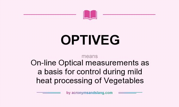 What does OPTIVEG mean? It stands for On-line Optical measurements as a basis for control during mild heat processing of Vegetables