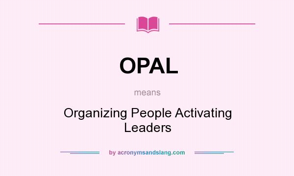 What does OPAL mean? It stands for Organizing People Activating Leaders