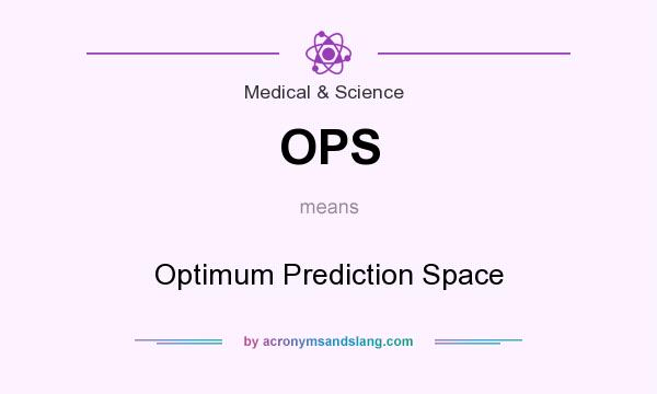 What does OPS mean? It stands for Optimum Prediction Space