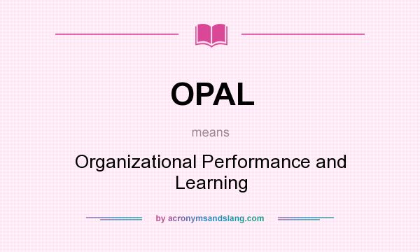 What does OPAL mean? It stands for Organizational Performance and Learning