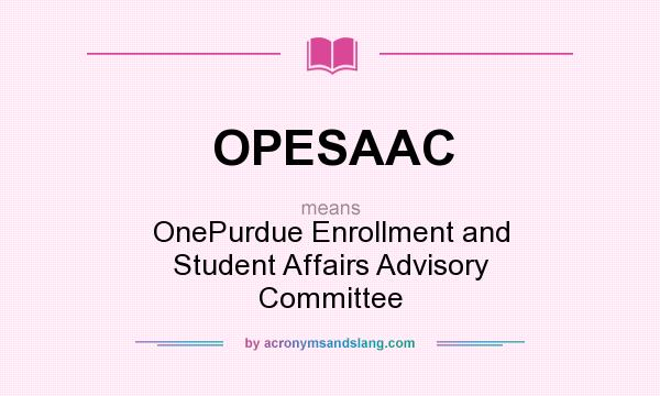 What does OPESAAC mean? It stands for OnePurdue Enrollment and Student Affairs Advisory Committee