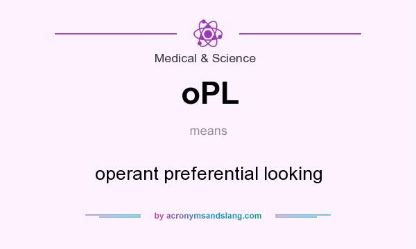 What does oPL mean? It stands for operant preferential looking