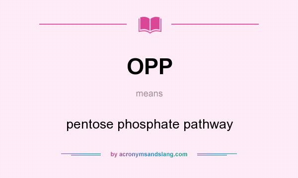 What does OPP mean? It stands for pentose phosphate pathway