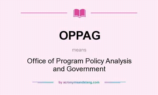 What does OPPAG mean? It stands for Office of Program Policy Analysis and Government